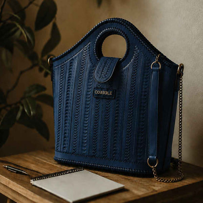 Cobbble Signature Tooled Tote - Blue