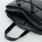 Cobbble Croco Executive Laptop Briefcase - Black Leather