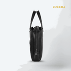 Cobbble Croco Executive Laptop Briefcase - Black Leather