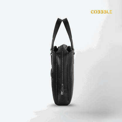 Cobbble Croco Executive Laptop Briefcase - Black