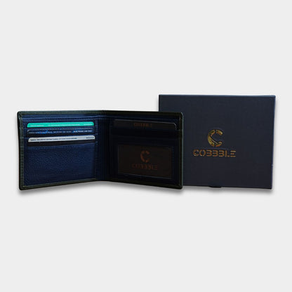 Cobbble Duo Leather Wallet - Olive Green