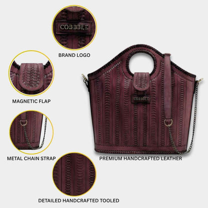 Cobbble Signature Tooled Tote - Plum