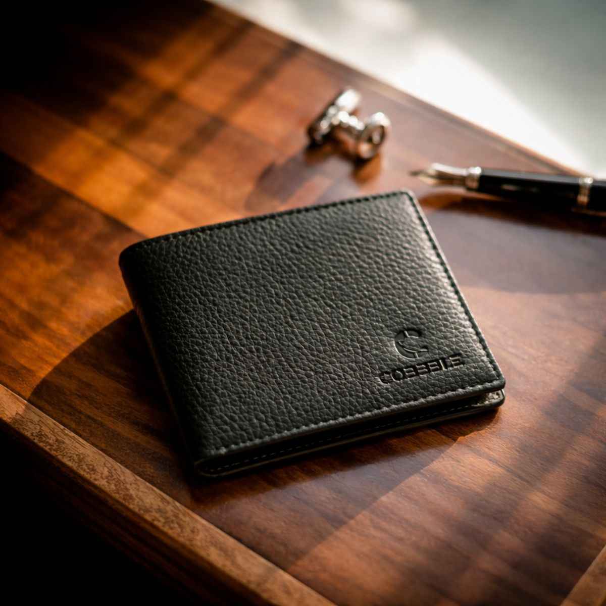 Cobbble Duo Leather Wallet - Olive Green
