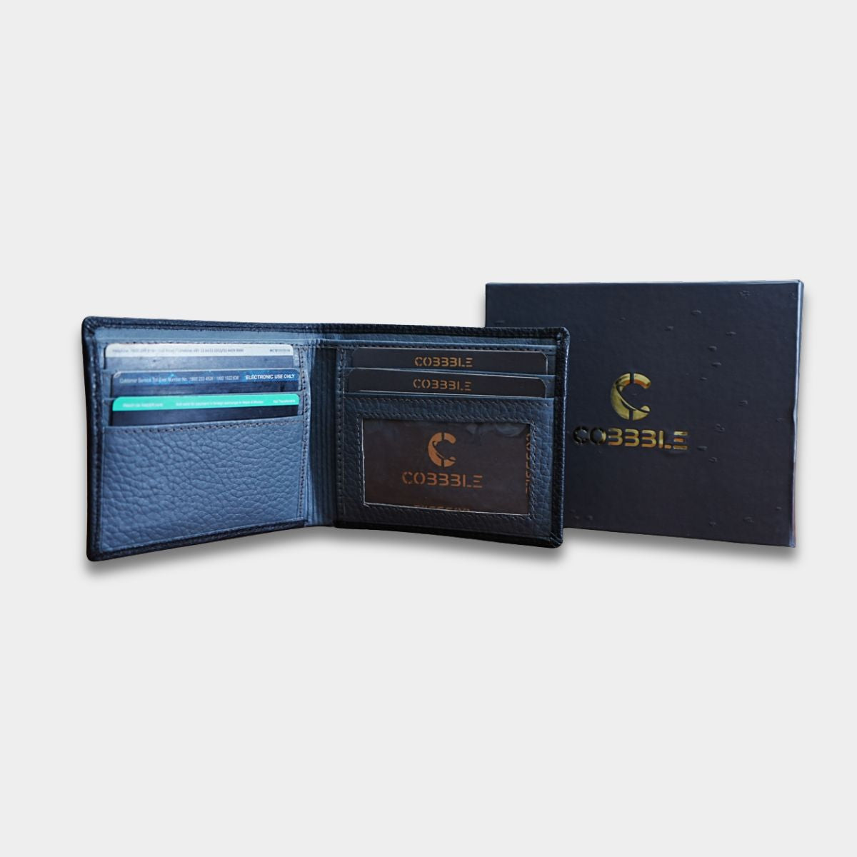 Cobbble Duo Leather Wallet - Black