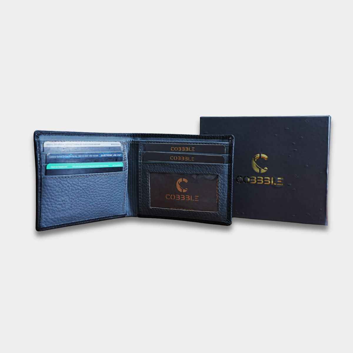 Cobbble Duo Leather Wallet - Black