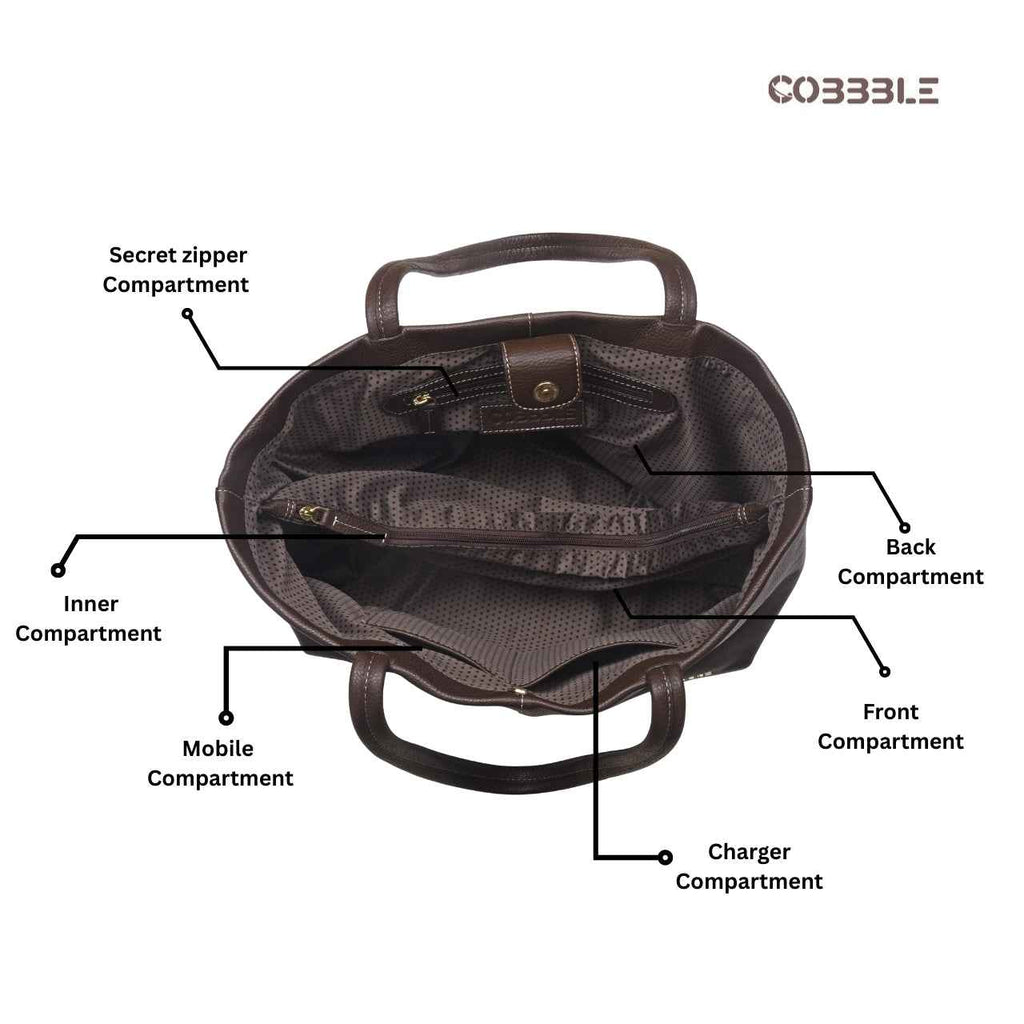 Leather Laptop Bags For Women - Cobbble Classic Tote Bag - Dark Brown