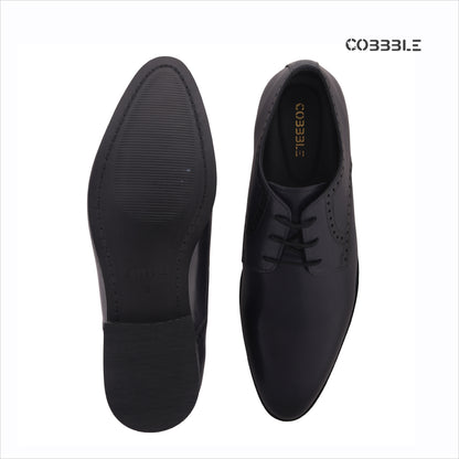 Cobble Men's Genuine Leather Classic Brogue Shoes - Black