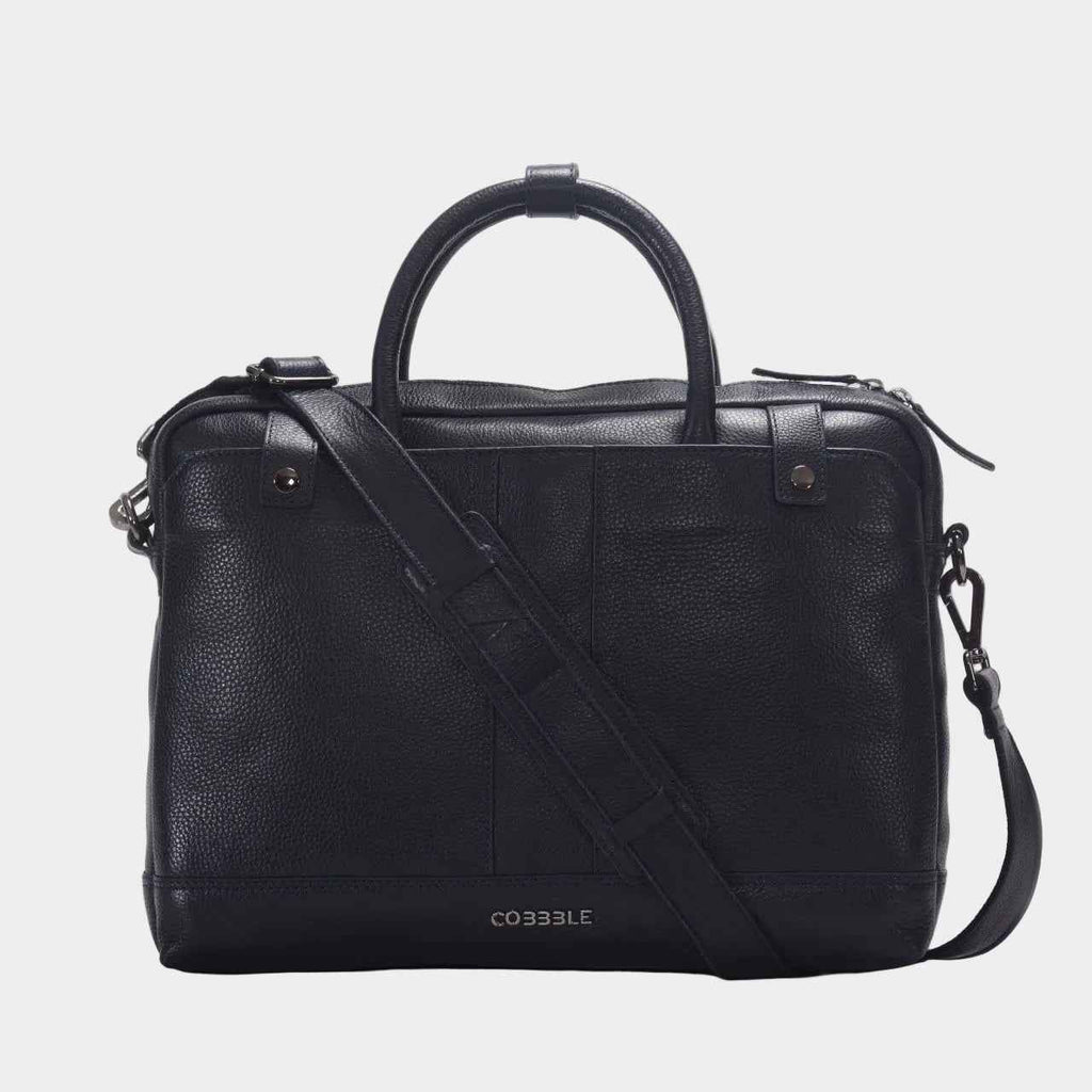 Luxury Laptop Bag - Cobbble Flat Grain Cambridge Laptop Briefcase - Black