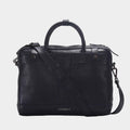 Luxury Laptop Bag - Cobbble Flat Grain Cambridge Laptop Briefcase - Black