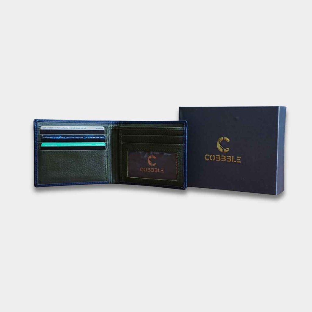 Cobbble Duo Leather Wallet - Blue