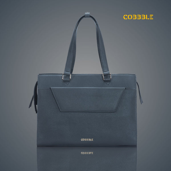 Cobbble Woman Shoulder Laptop Bag - Grey , Multi-Pocket
