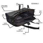 Women's Luxury Bags - Cobbble Woman Shoulder Laptop Bag - Black, Multi-Pocket