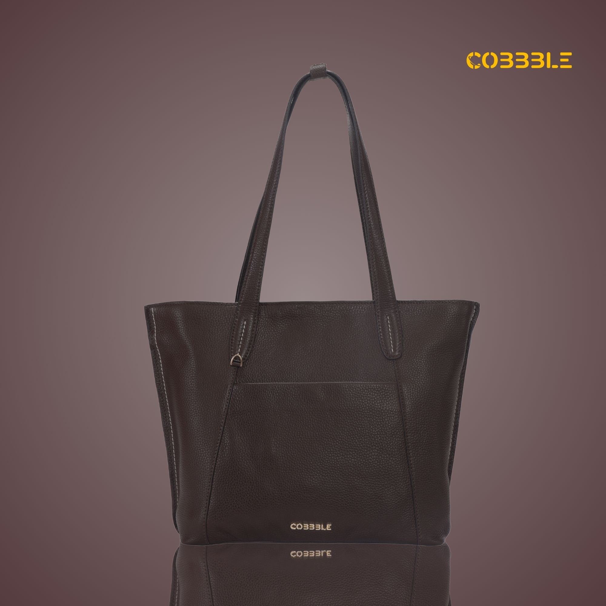 Cobbble Woman Metro Shoulder Bag - Dark Brown, Multi-Pocket
