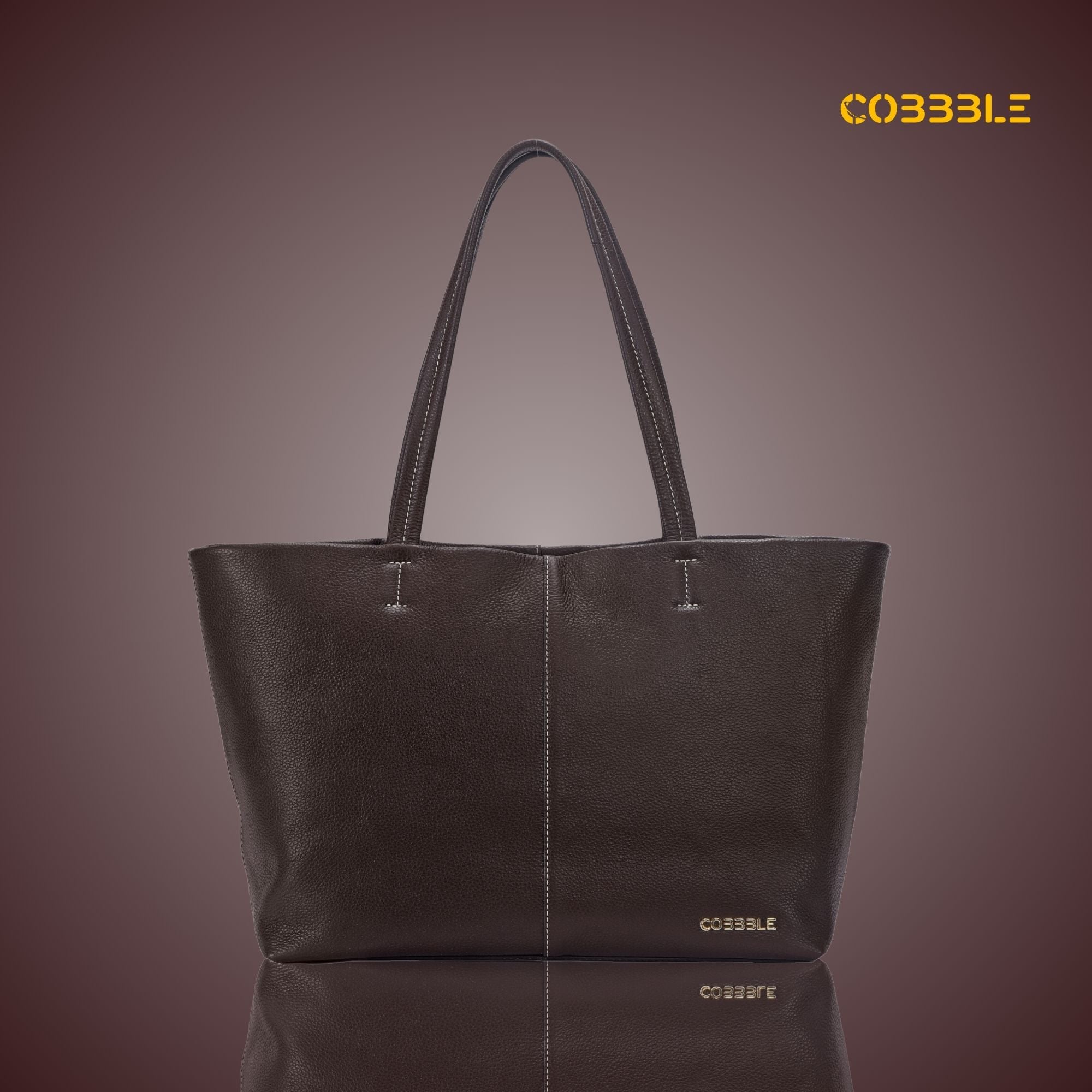 Cobbble Classic Tote Bag - Dark Brown