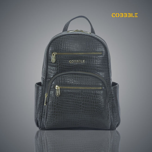 Cobbble Woman Croco Day Backpack - Grey, Multi-Pocket