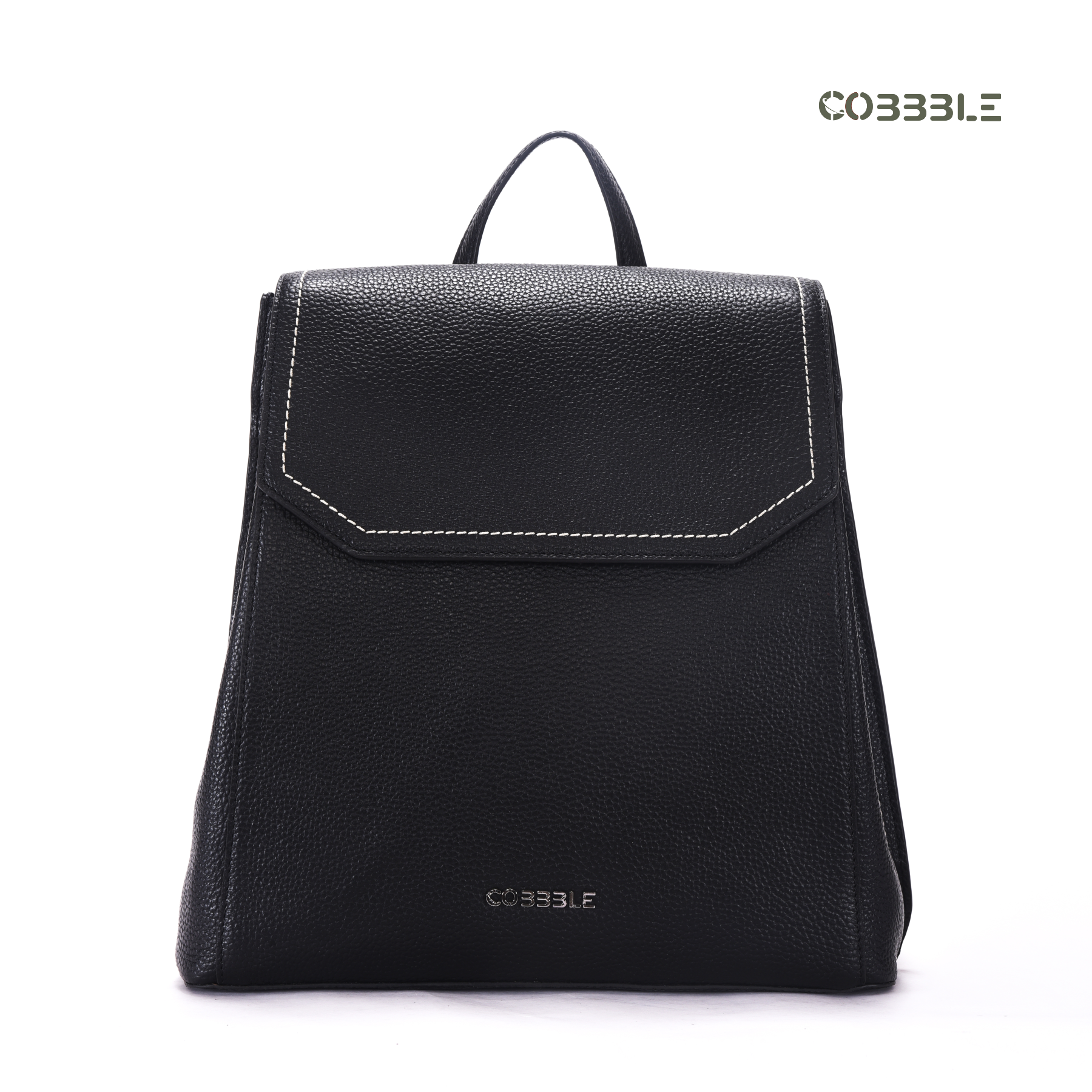 Cobbble Woman Mabel Flap Backpack – Black, Tab Sleeve