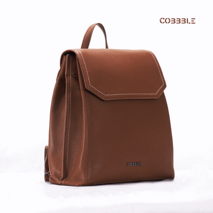 Cobbble Woman Mabel Flap Backpack – Mocha, Tab Sleeve