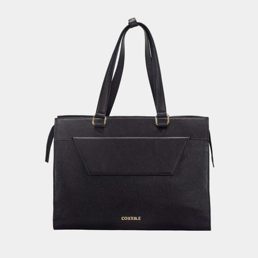 Cobbble Woman Shoulder Laptop Bag - Black, Multi-Pocket