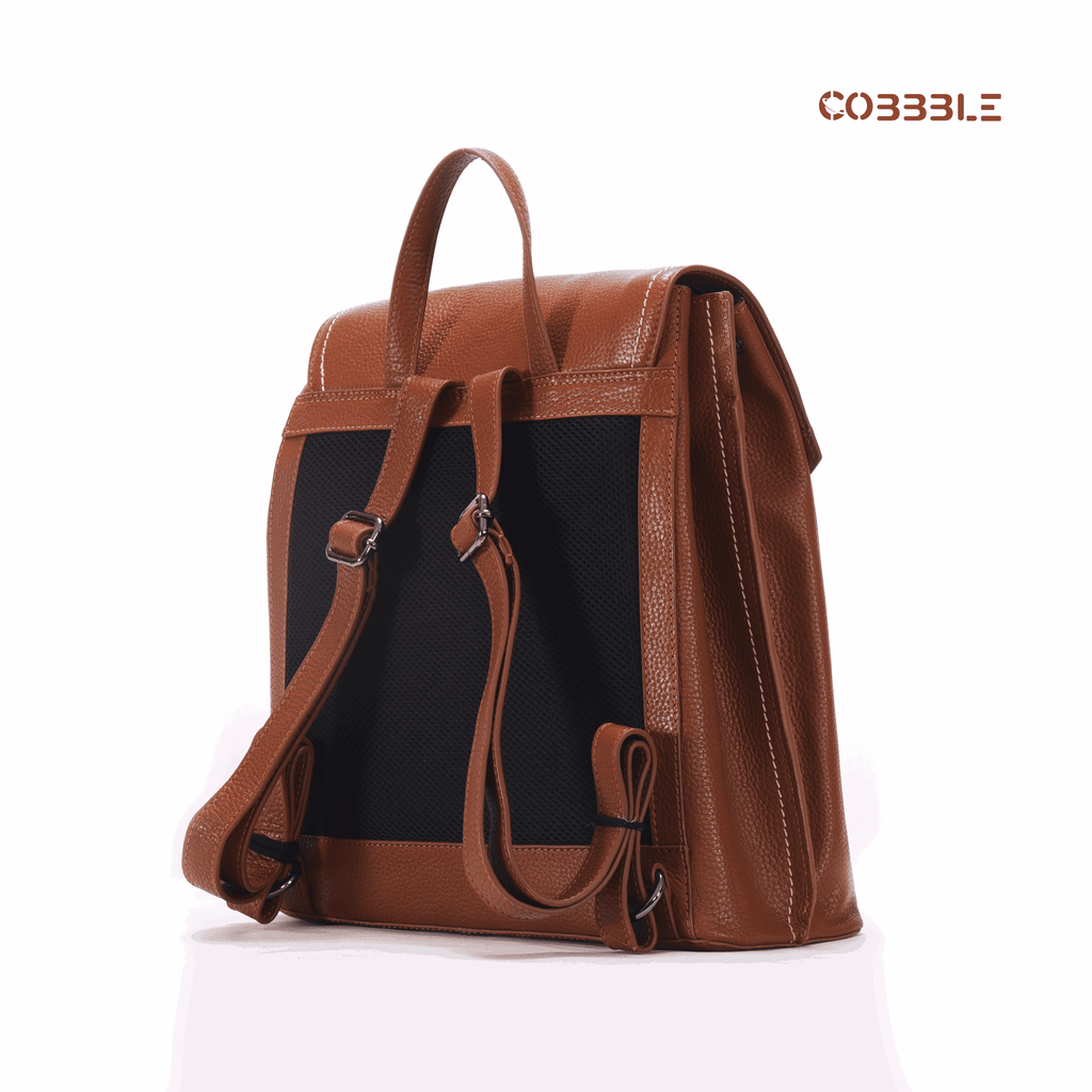 Leather Backpack for Women – Cobbble Mabel Flap Backpack in Tan