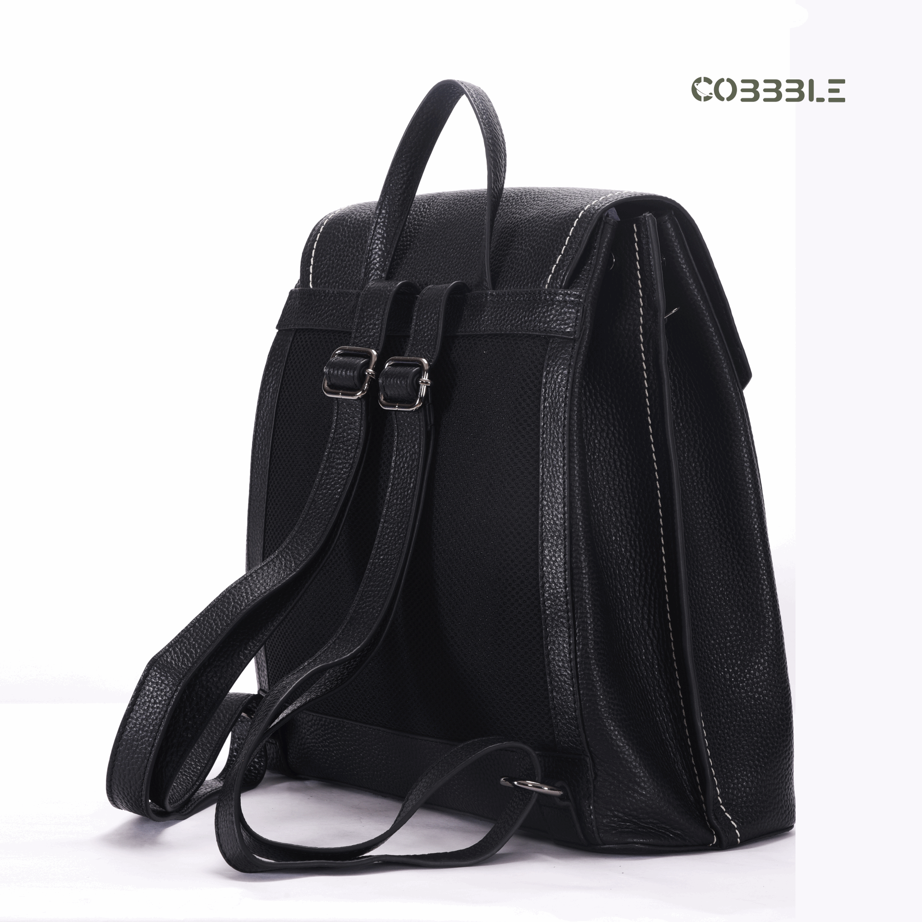 Cobbble Woman Mabel Flap Backpack – Black, Tab Sleeve