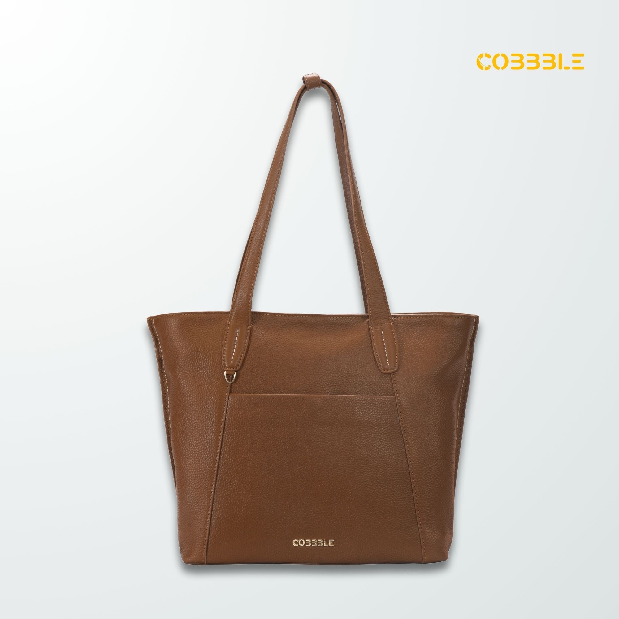 Cobbble Woman Metro Shoulder Bag - Tan, Multi-Pocket