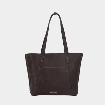 Cobbble Woman Metro Shoulder Bag - Dark Brown, Multi-Pocket