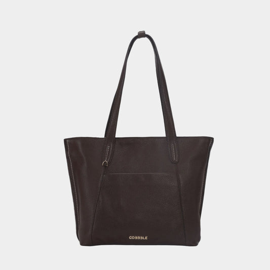 Cobbble Woman Metro Shoulder Bag - Dark Brown, Multi-Pocket