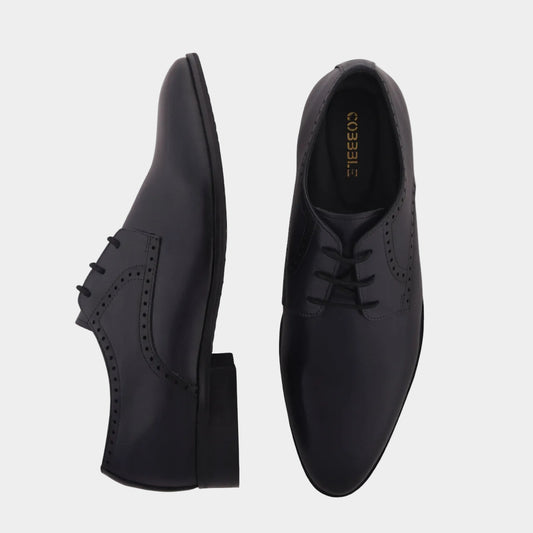 Cobble Men's Genuine Leather Classic Brogue Shoes - Black