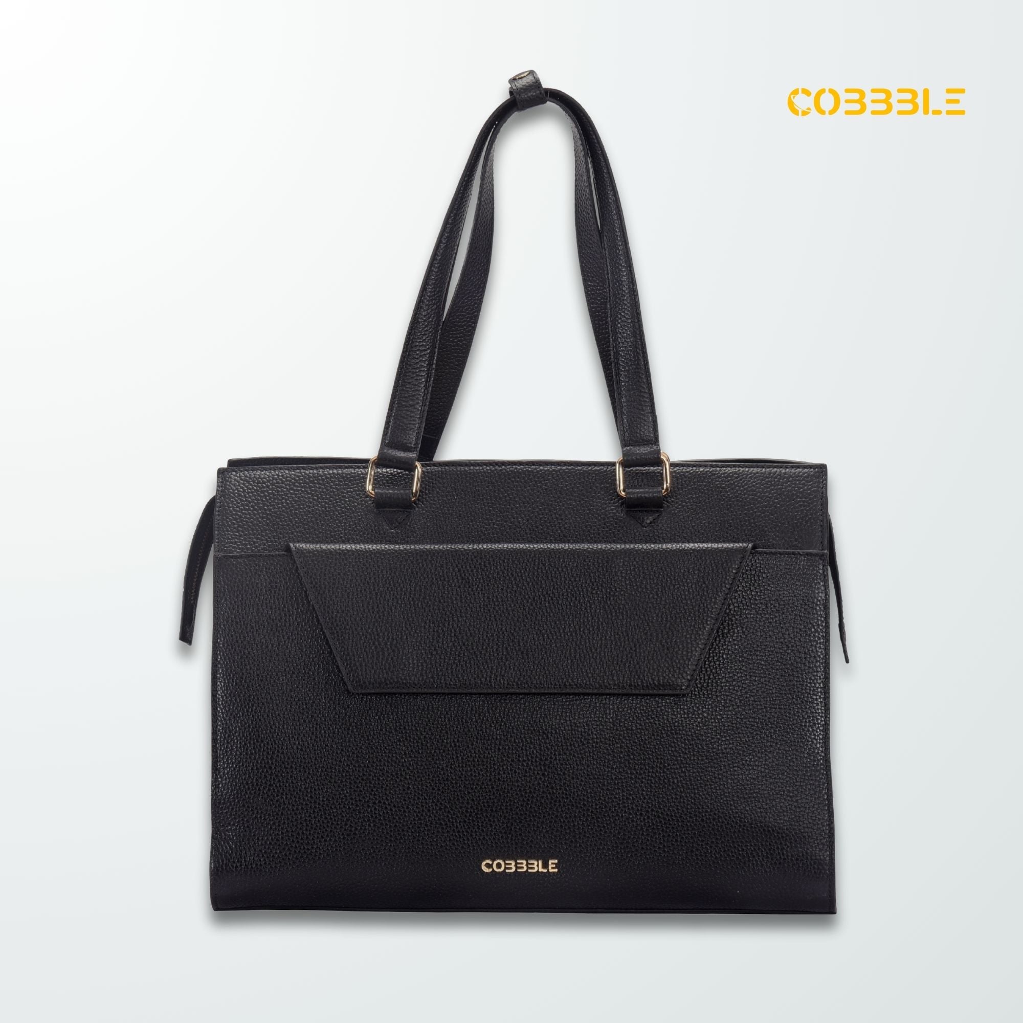 Cobbble Woman Shoulder Laptop Bag - Black, Multi-Pocket