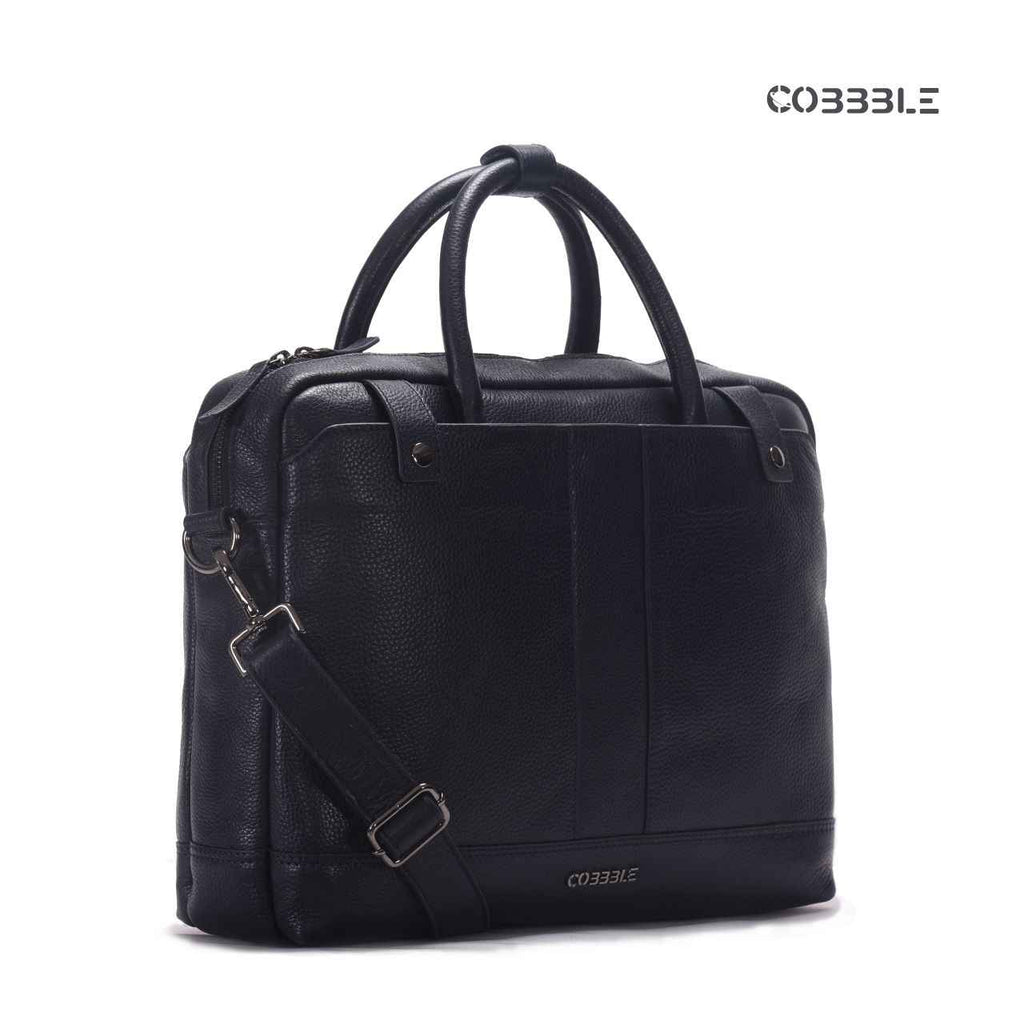 Luxury Laptop Bag - Cobbble Flat Grain Cambridge Laptop Briefcase - Black