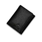 Cobbble Crest Leather Trifold Wallet - Black