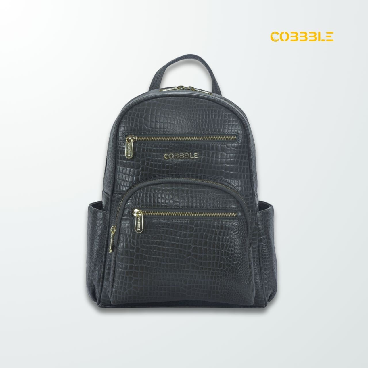 Cobbble Woman Croco Day Backpack - Grey, Multi-Pocket
