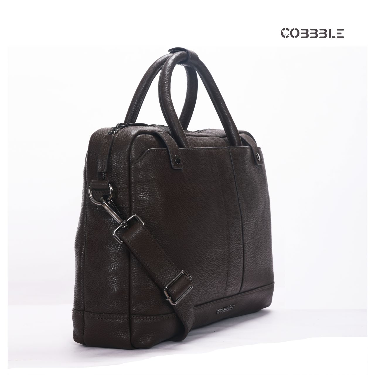 Cobbble Cambridge Laptop Briefcase - Dark Brown