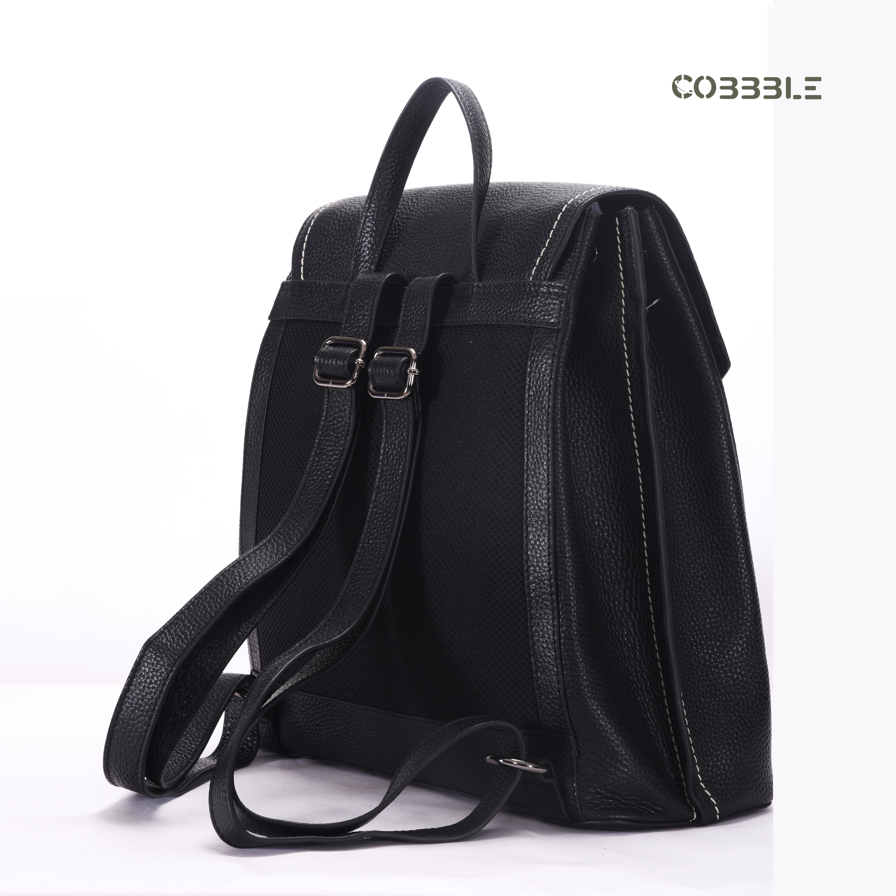 Cobbble Woman Mabel Flap Backpack – Black, Tab Sleeve