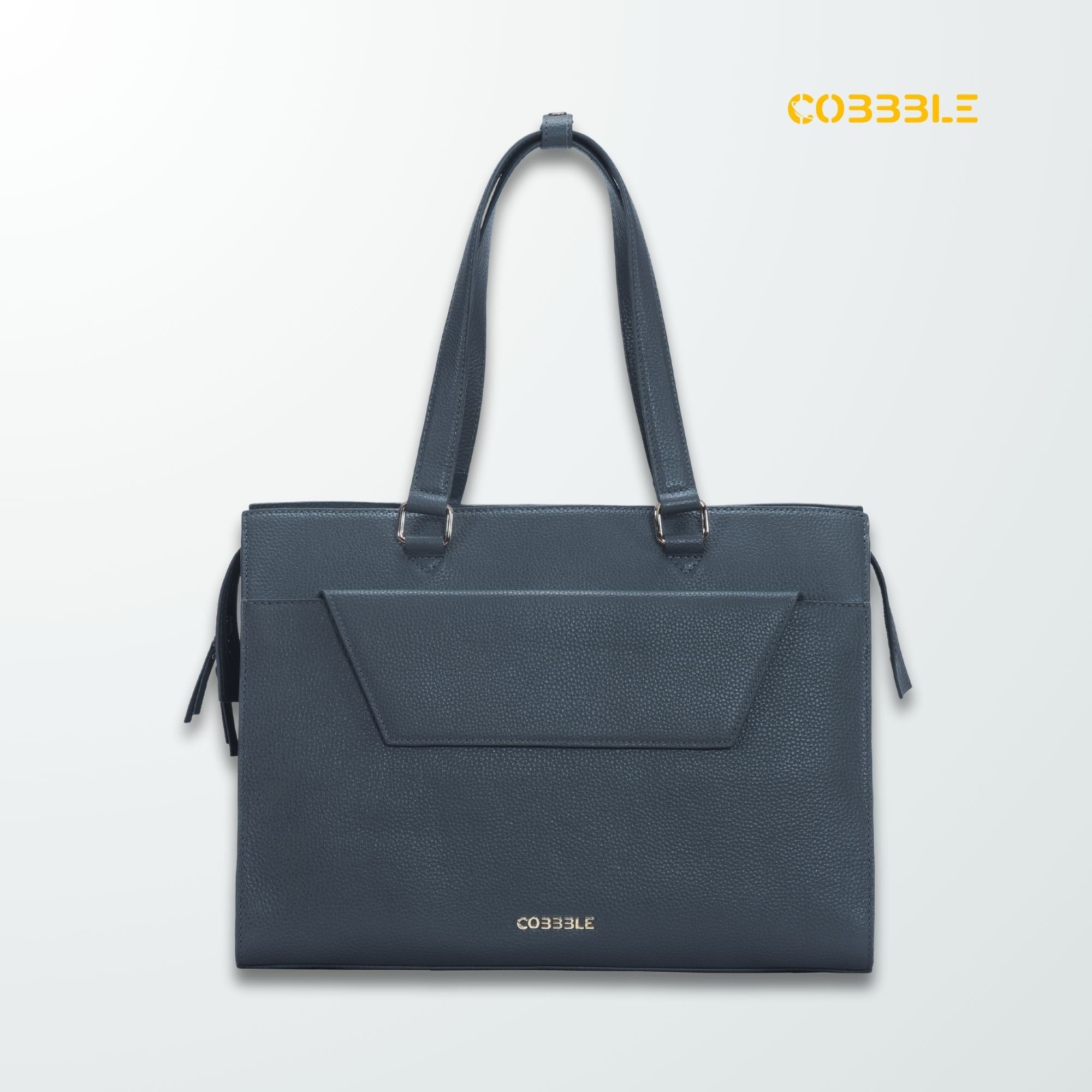 Cobbble Woman Shoulder Laptop Bag - Grey , Multi-Pocket