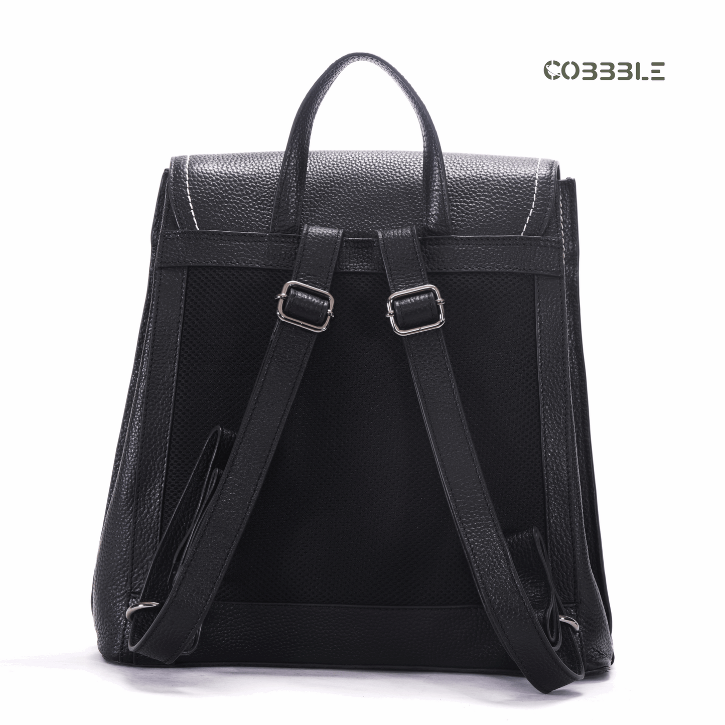 Cobbble Woman Mabel Flap Backpack – Black, Tab Sleeve