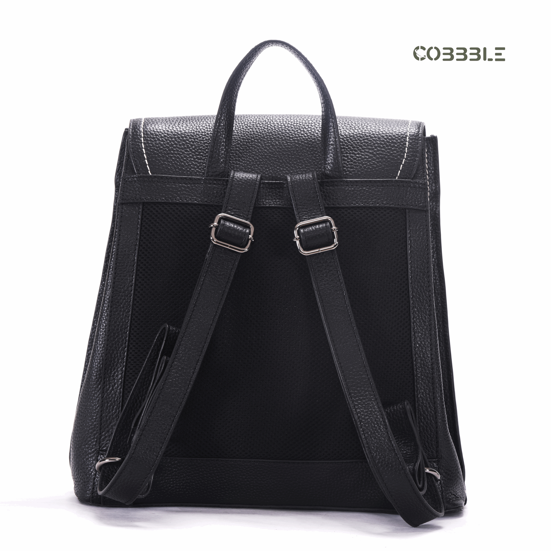 Cobbble Woman Mabel Flap Backpack – Black, Tab Sleeve