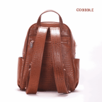 Leather Backpack for Women - Cobbble Woman Croco Day Backpack in Tan