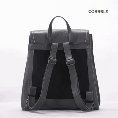 Cobbble Woman Mabel Flap Backpack – Gray, Tab Sleeve