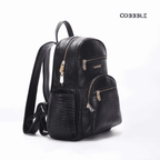 Luxury Backpack for Women - Cobbble Croco Day Backpack in Black