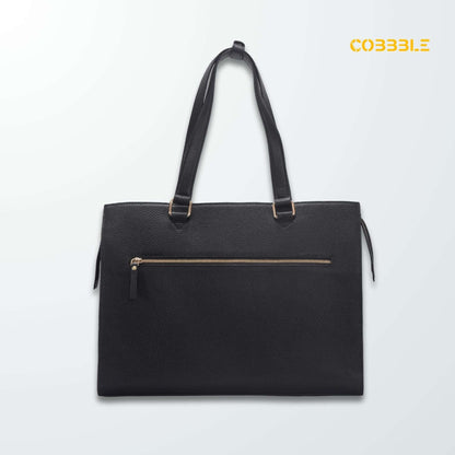 Cobbble Woman Shoulder Laptop Bag - Black, Multi-Pocket