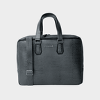 Cobbble Croco Executive Laptop Briefcase - Grey Leather