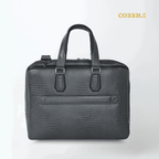 Cobbble Croco Executive Laptop Briefcase - Grey Leather