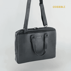 Cobbble Croco Executive Laptop Briefcase - Grey Leather