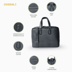 Cobbble Croco Executive Laptop Briefcase - Grey Leather