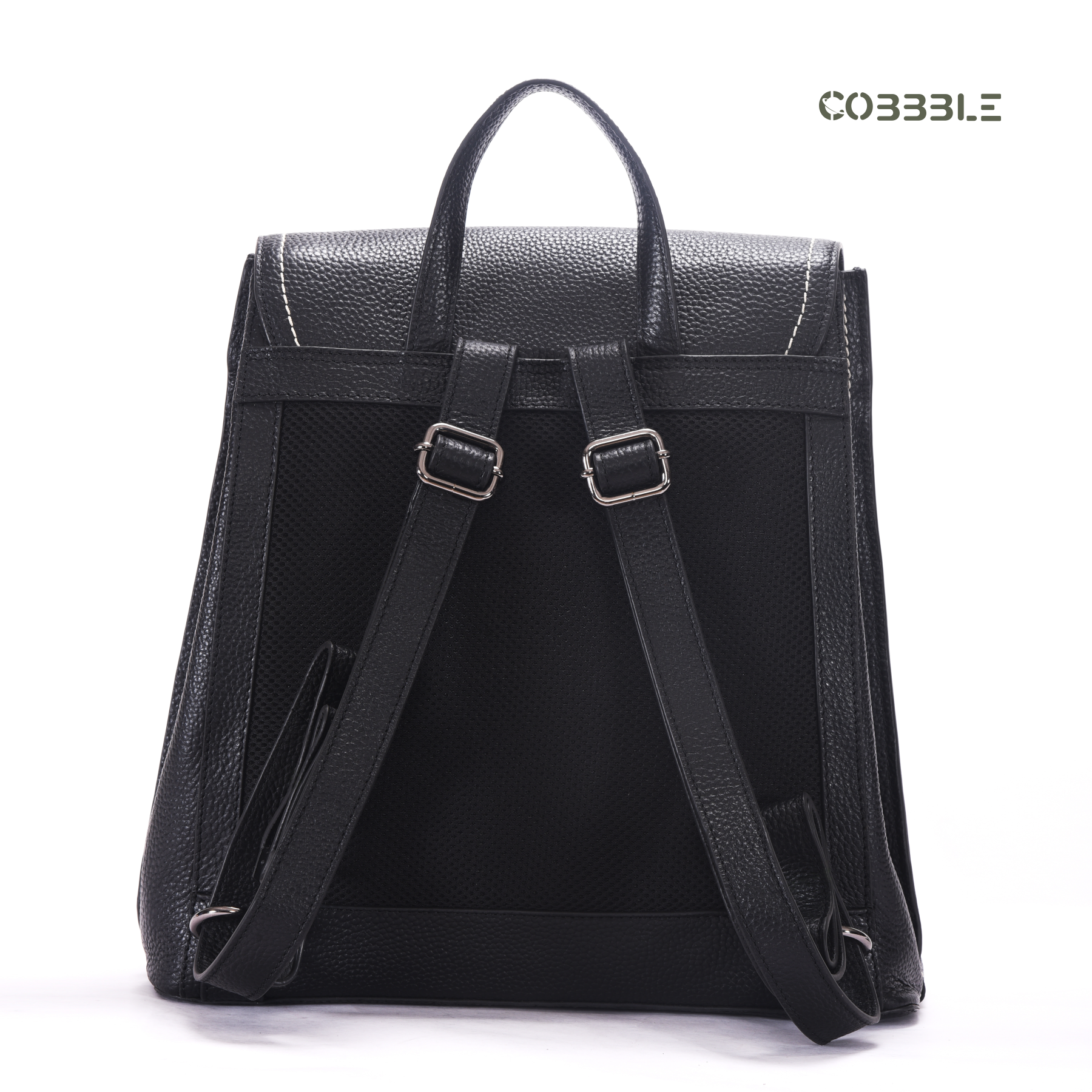 Cobbble Woman Mabel Flap Backpack – Black, Tab Sleeve