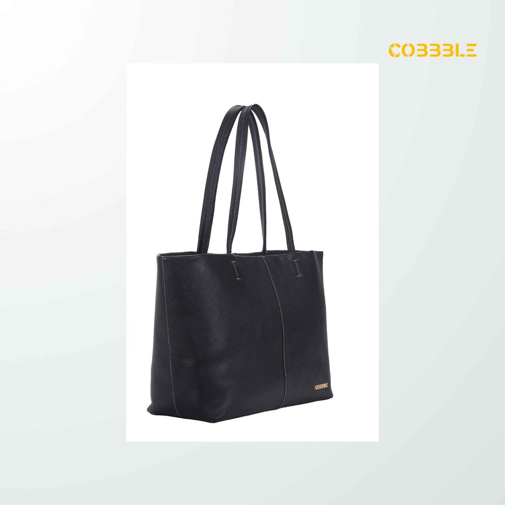 Leather Tote Bag for Women - Cobbble Classic Tote Bag - Black
