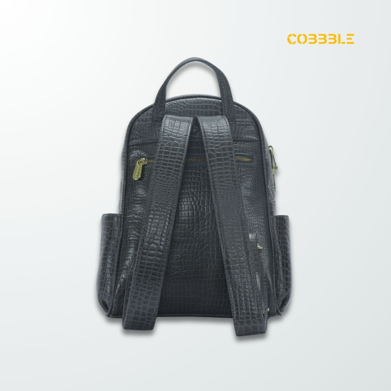 Cobbble Woman Croco Day Backpack - Grey, Multi-Pocket