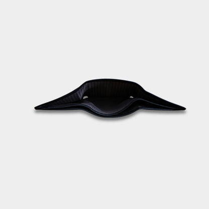 Cobbble Crest Leather Trifold Wallet - Black