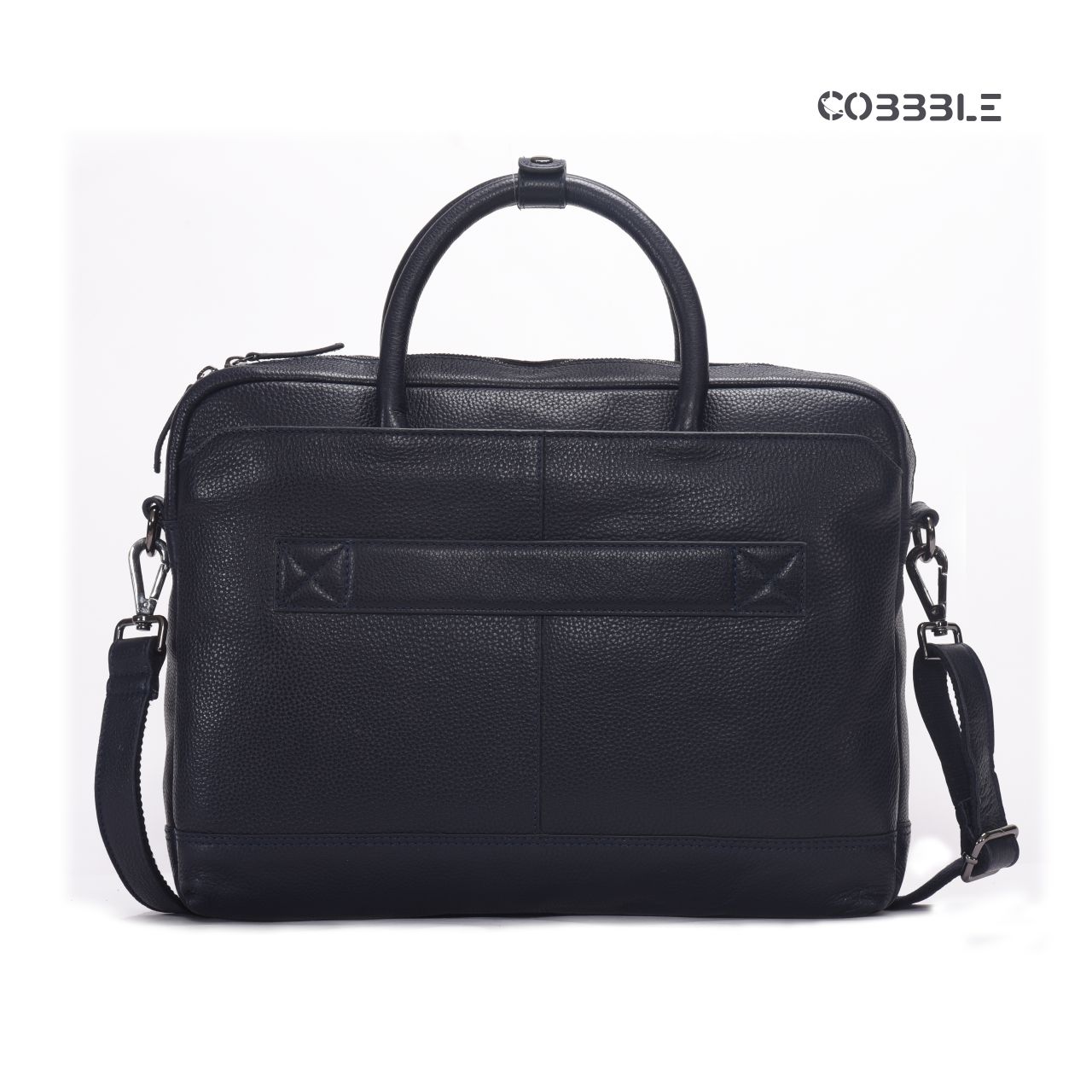 Cobbble Flat Grain Cambridge Laptop Briefcase - Black